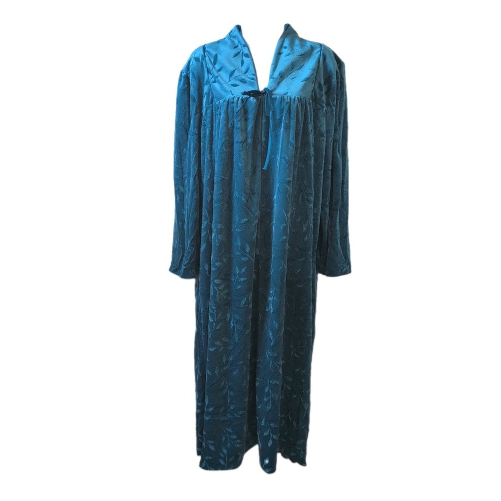 Hamilton Gold Womens Teal Sculpted Zip Floral Embossed Robe Large - New